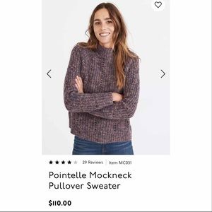 Pointelle Mockneck Pullover Sweater